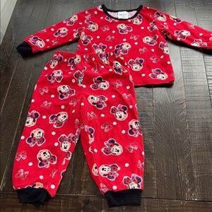 18/24m baby girl Minnie Mouse Vintage Red Disney Kids Pajamas 2 piece
